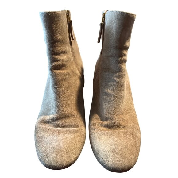 Tory Burch Brooke Suede Ankle Boot Perfect Sand 8.5M Leather Sole Stacked Heel - Picture 7 of 10